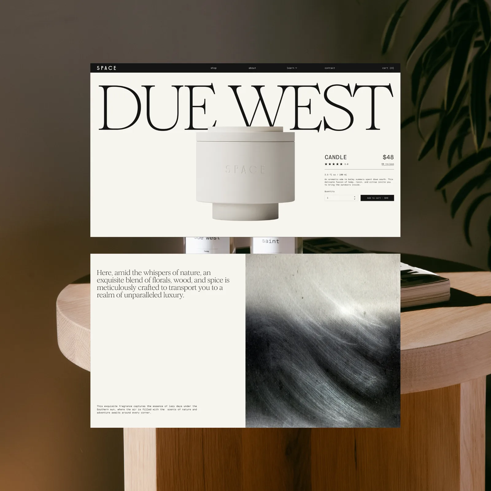 SPACE — Due West candle ecommerce website